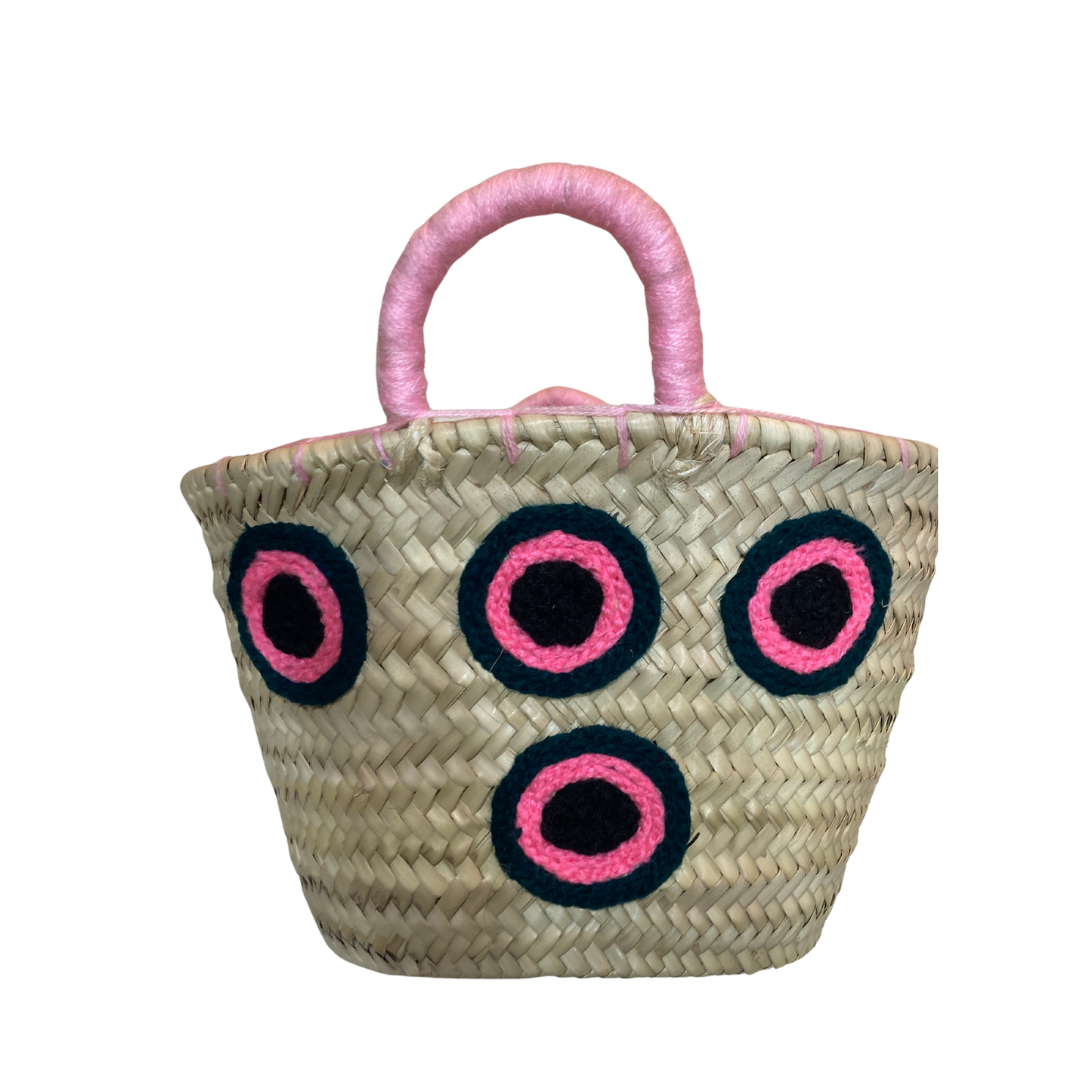 Round evil eye Small Straw bag - berberlifeshop