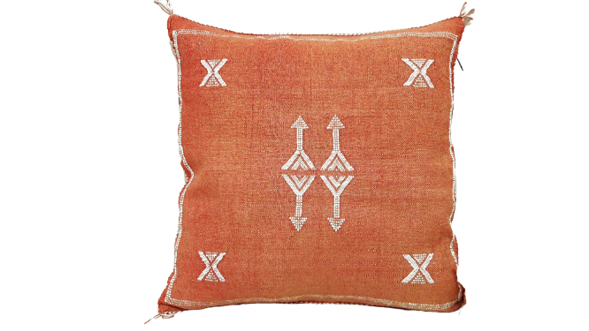 Moroccan Handmade Sabra Silk Cactus Pillow Cover pale Orange - berberlifeshop