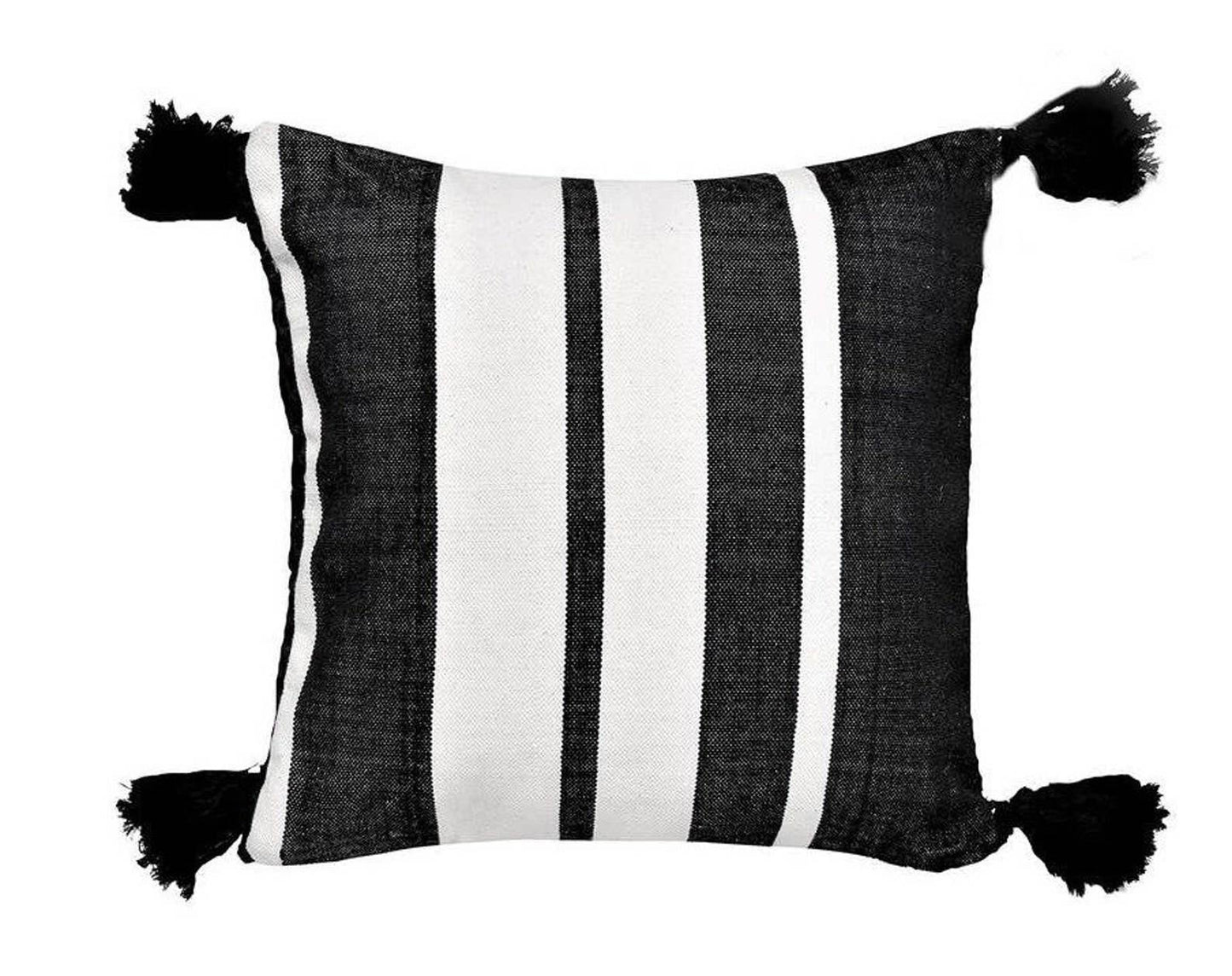 PILLOW BW 2 HANDWOVEN POMPOM COVER 50X50 - berberlifeshop
