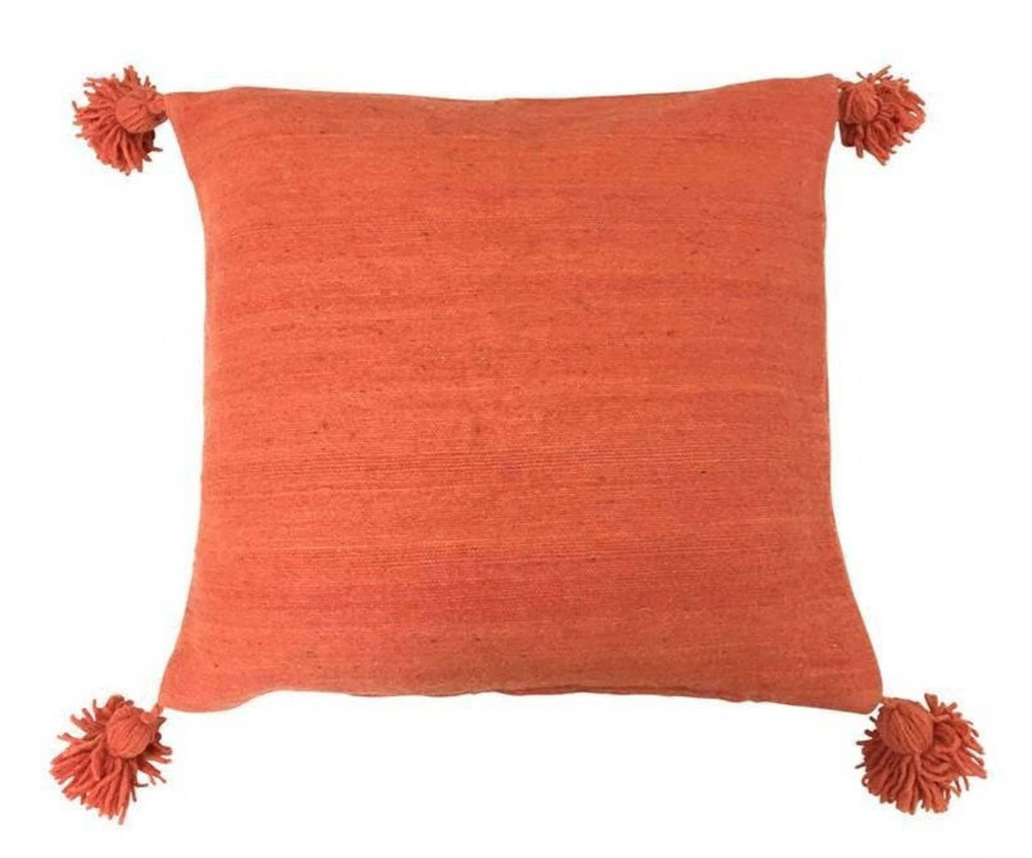 ORANGE HANDWOVEN POMPOM PILLOW COVER 50X50 - berberlifeshop