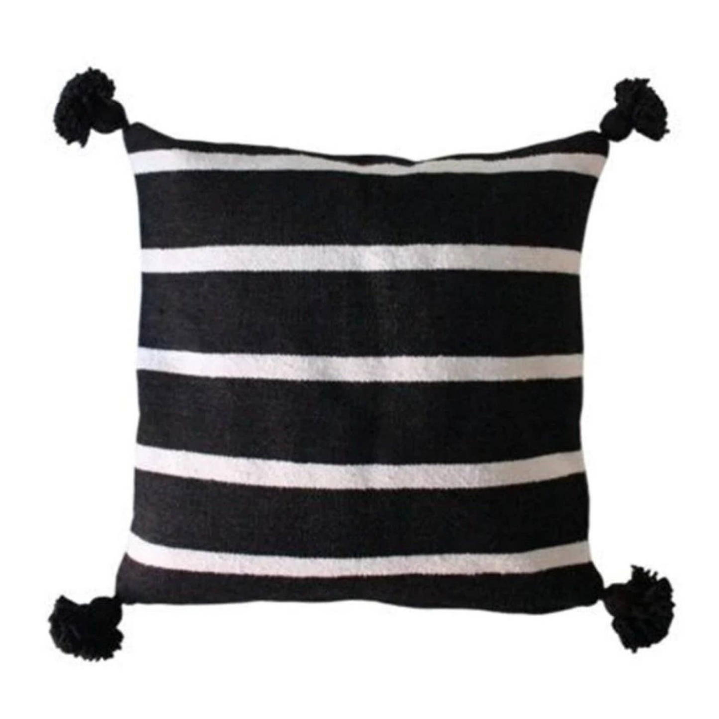 Handwoven Wool-Cotton Cushion Pillow Covers with PomPoms - berberlifeshop