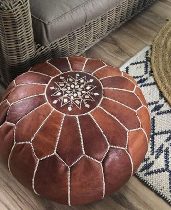 Moroccan Leather Poufs: Handmade with Natural Materials and Unique Utility
