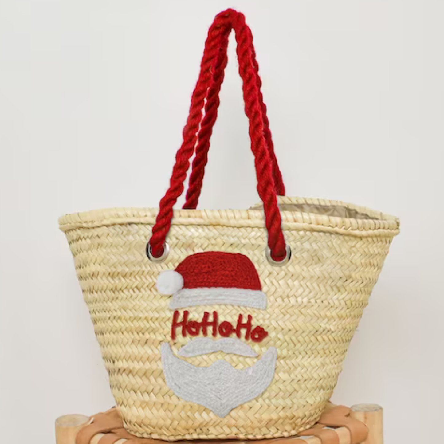 Santa's Sack Handwoven Chrismas Straw Bag