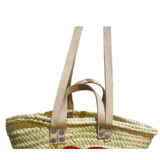 Valentine's Day 3 Big Hearts Straw Bag - berberlifeshop