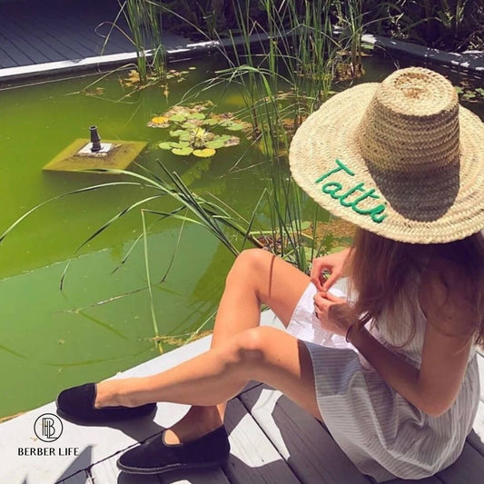 Moroccan Handmade straw bucket hat , custom straw hat - berberlifeshop