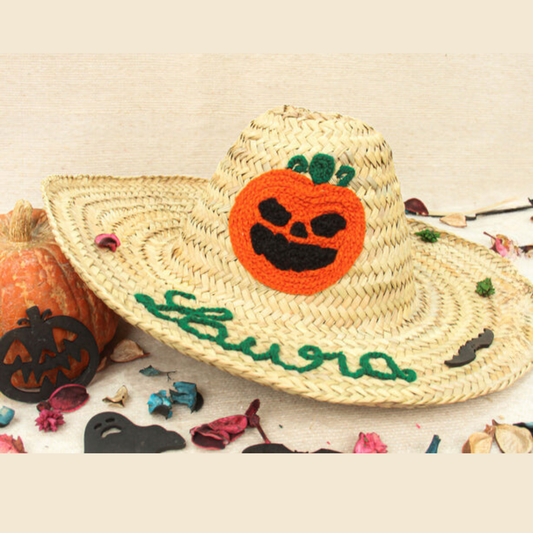 Enchanted Straw Witch Hat pumpkin - Personalized