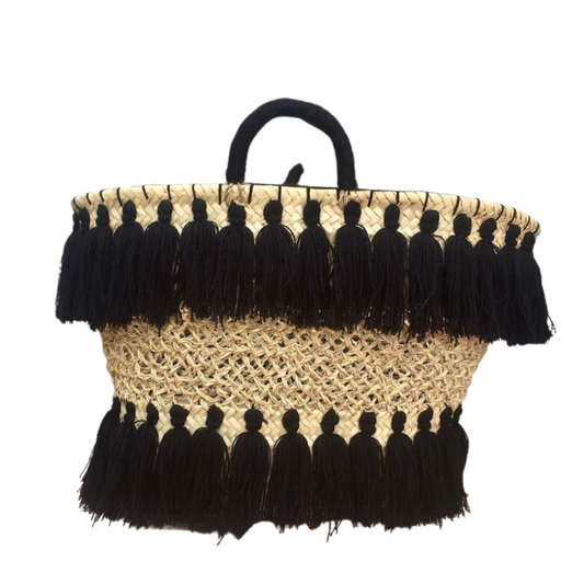 Lace Straw Tassel Bag - Personalized Handmade Beach Bag - berberlifeshop