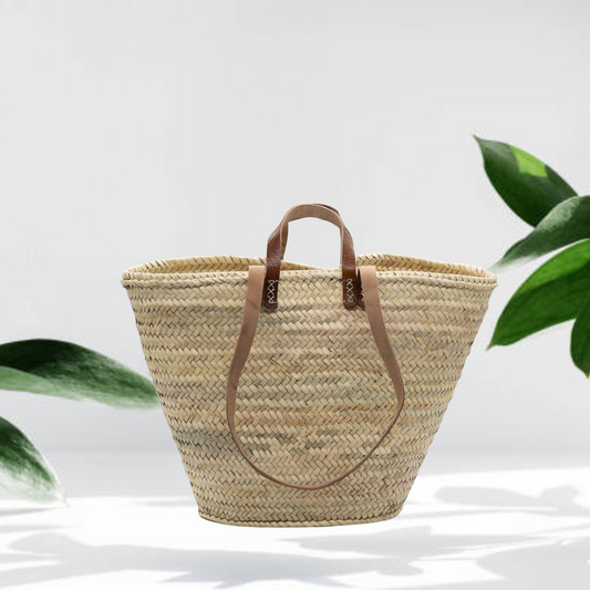 Luxe Palm Carryall - Handmade Straw Bag with Double Leather Handles - Classic Collection - berberlifeshop
