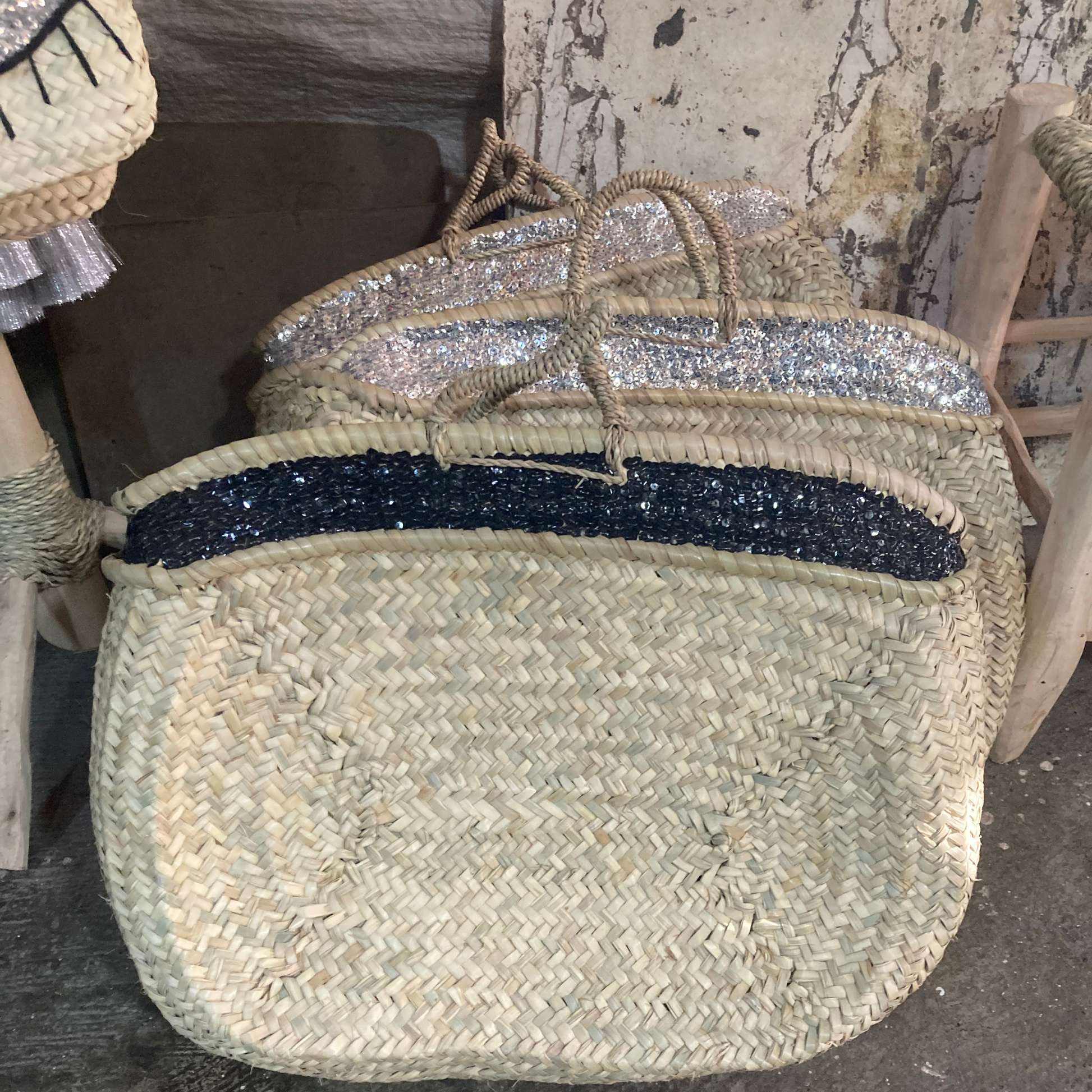 Sequin one-line large bag can be customized with embroidery - berberlifeshop