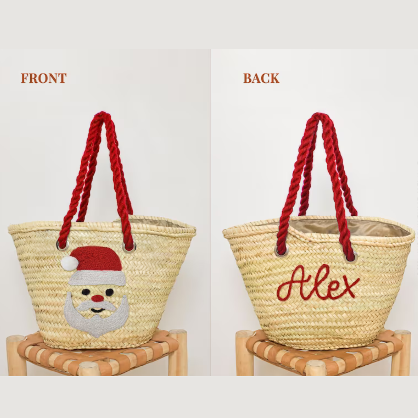 Santa's Sack Handwoven Chrismas Straw Bag