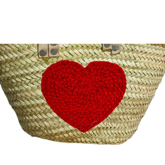 Valentine's Day One Big Heart Straw Bag - berberlifeshop