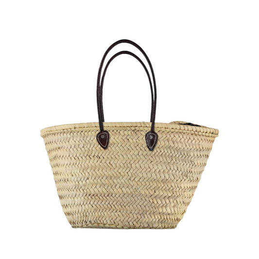 Leather Handled Straw Bags Long  - Classic Collection - berberlifeshop