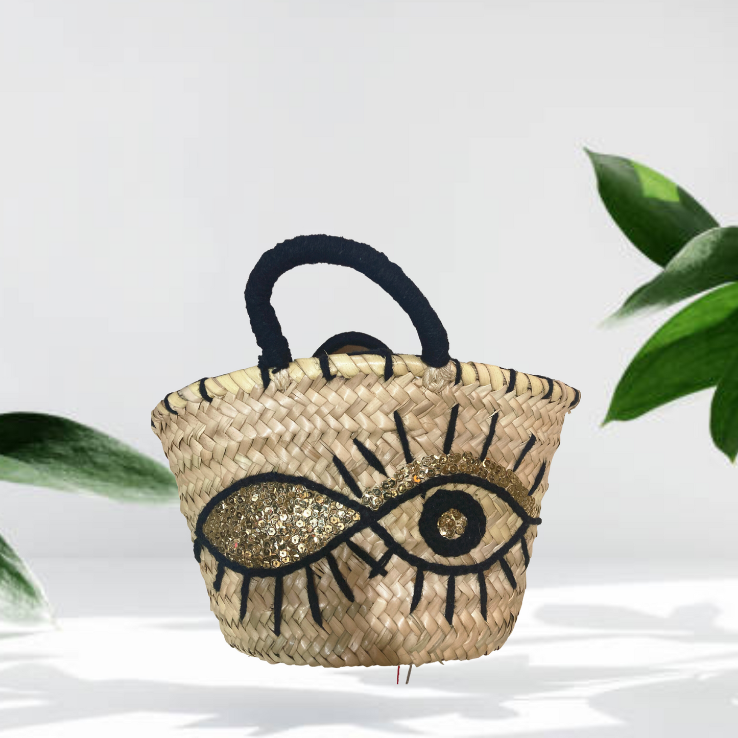 Wink Embroidered Sequins Straw Bag - berberlifeshop