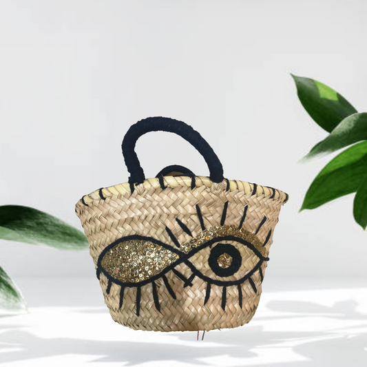 Wink Embroidered Sequins Straw Bag - berberlifeshop