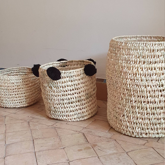 Set of 3 Round Wicker Basket - berberlifeshop