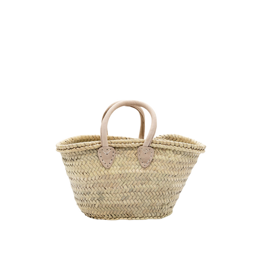 Leather Handled Straw Bags Short  - Classic Collection - berberlifeshop