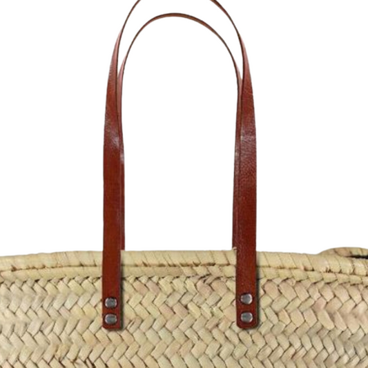 Leather Handled Straw Bags - Classic Collection can be Monogrammed - berberlifeshop