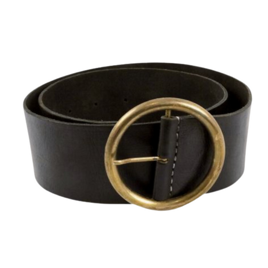 Women's handmade black leather belt - berberlifeshop