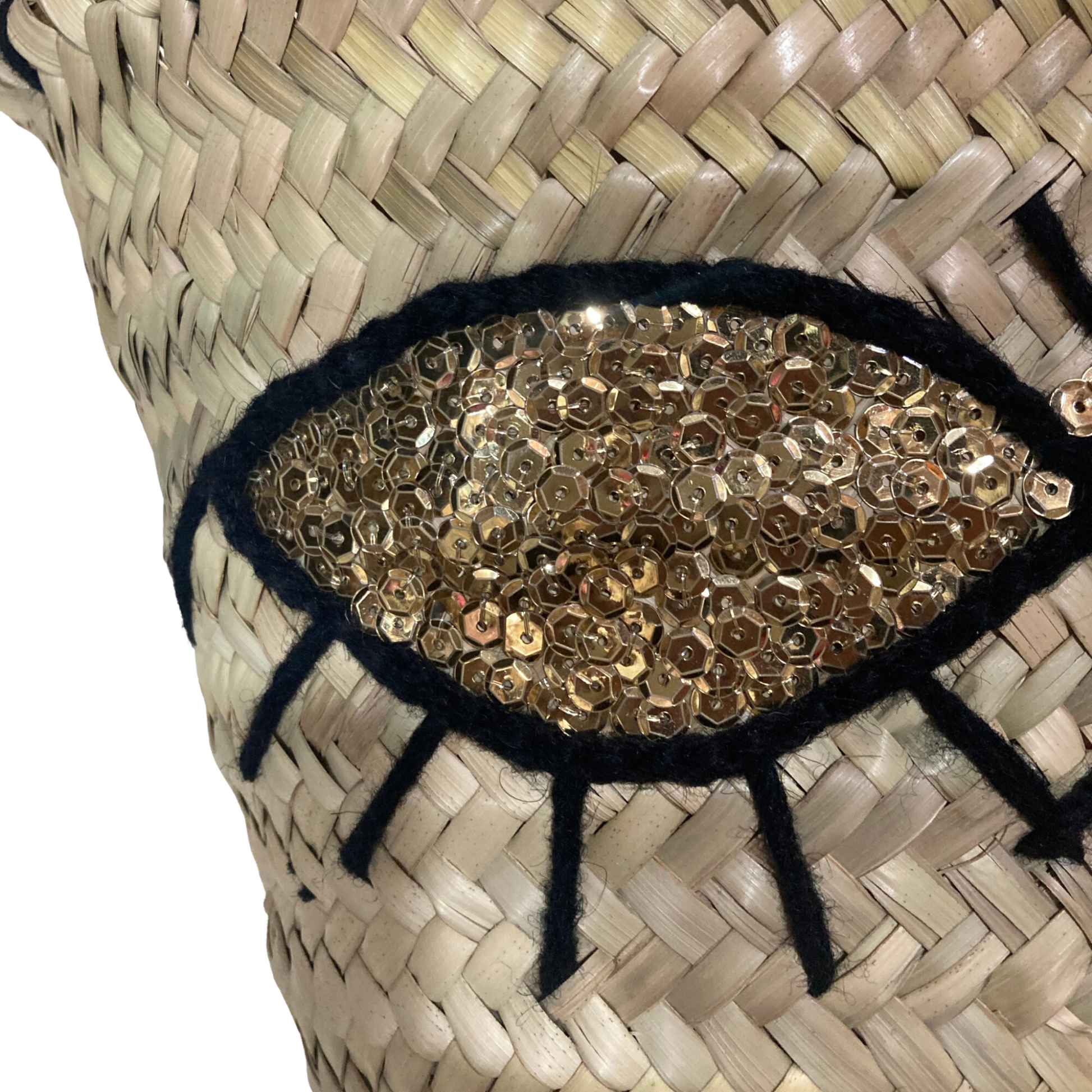 Wink Embroidered Sequins Straw Bag - berberlifeshop