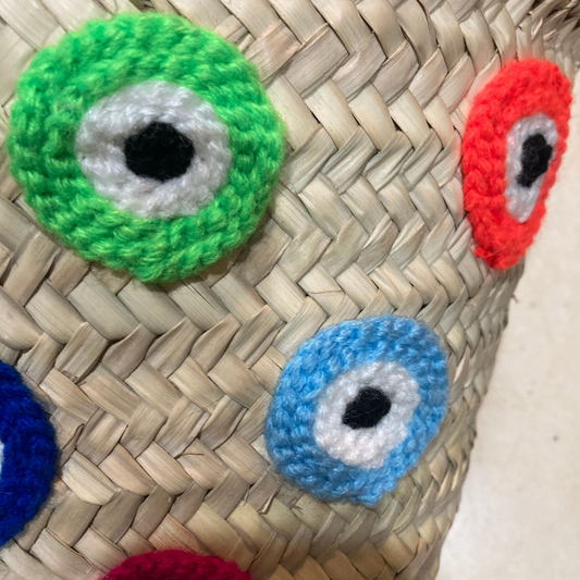 Round Multi-color evil eyes Small Straw bag - berberlifeshop