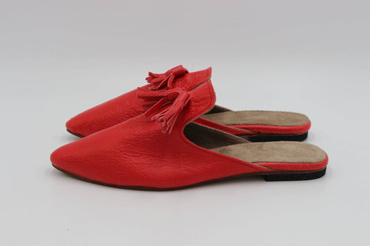 Moroccan Womens leather mules Multi Colors with Tassels - berberlifeshop