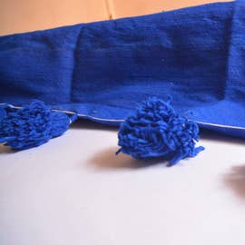 Moroccan blanket Majorelle Blue Tassels bed spread - berberlifeshop