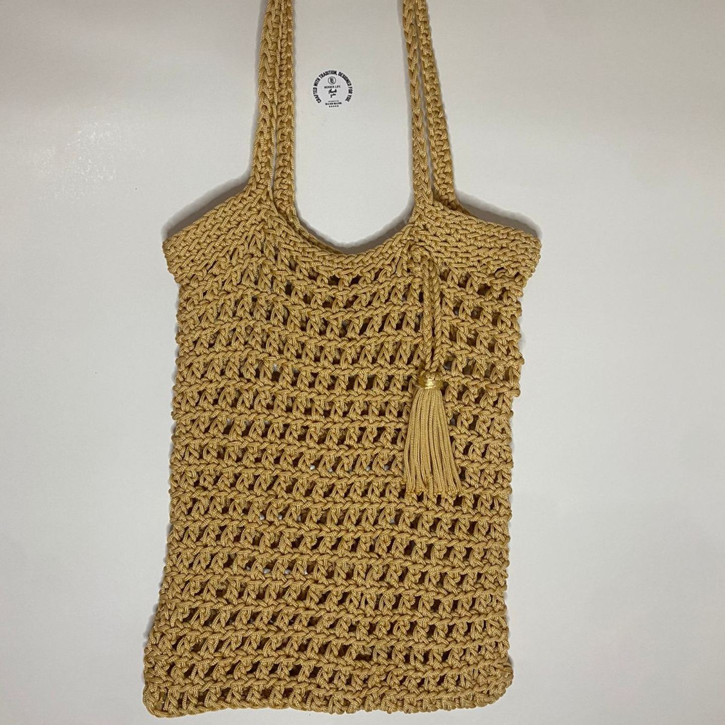 Crochet Rope Net Bag Boho Chic Large Rectangular