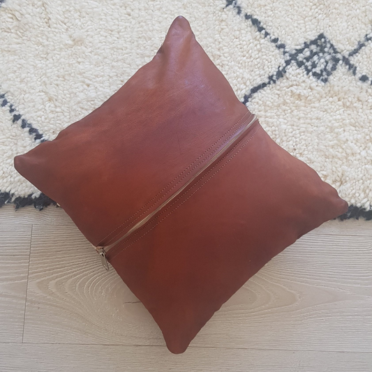 Luxe Embroidered Leather Pillow Cover