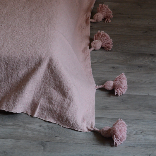 Moroccan blanket Pink Tassels bed spread - berberlifeshop