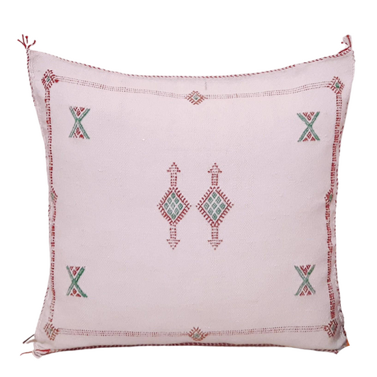 Moroccan Handmade Sabra Silk Cactus Pillow Cover White - berberlifeshop