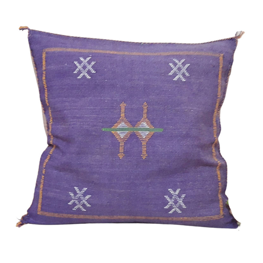 Moroccan Handmade Sabra Silk Cactus Pillow Cover purple - berberlifeshop