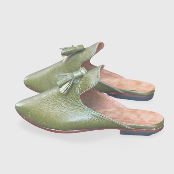 Moroccan Womens leather mules Multi Colors with Tassels - berberlifeshop