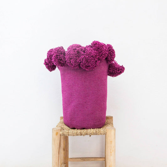 Moroccan blanket Hot Pink Tassels bedspread plaid - berberlifeshop