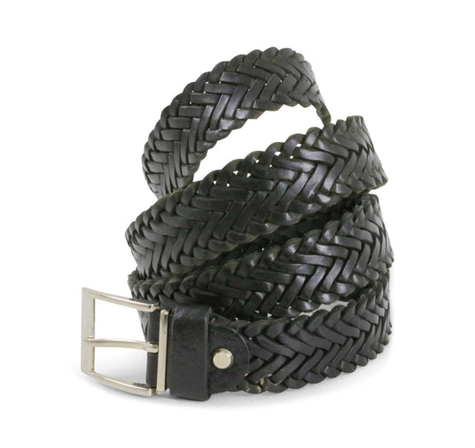 Natural Braided Black leather belt - berberlifeshop