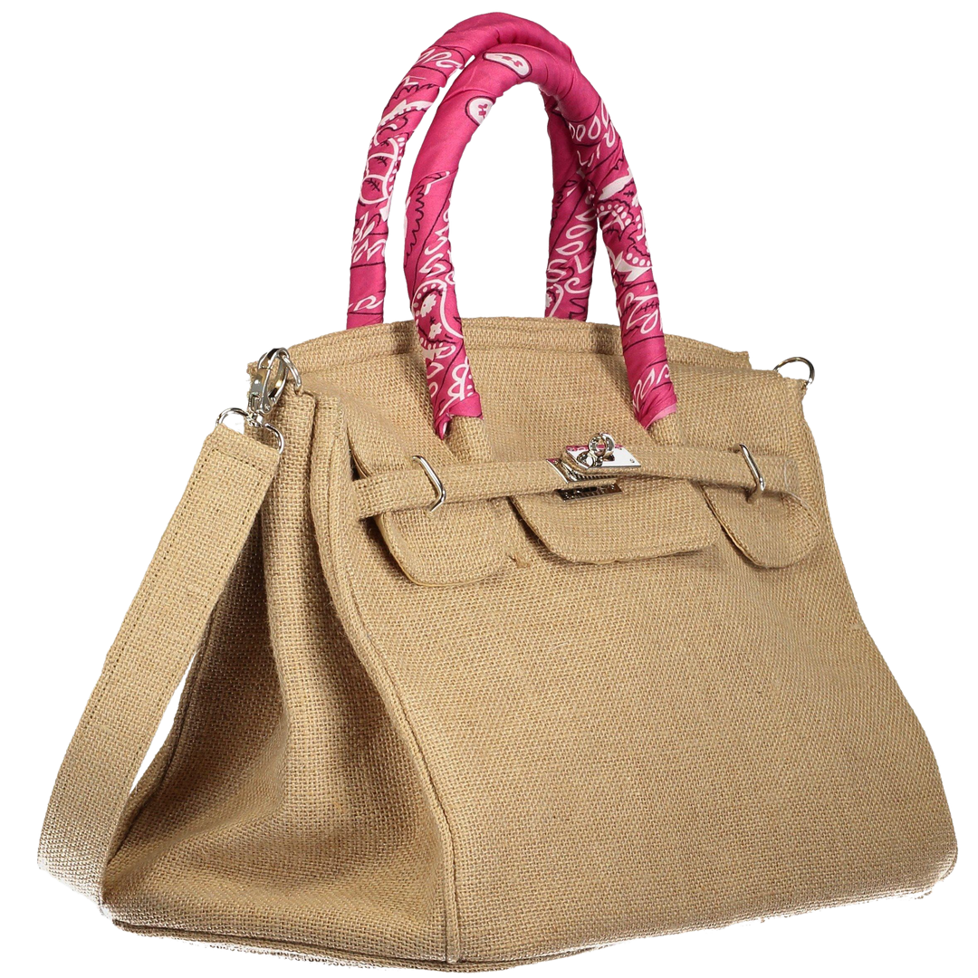 Bandana-Handled Jute Birkin Bag with Shoulder Strap - berberlifeshop