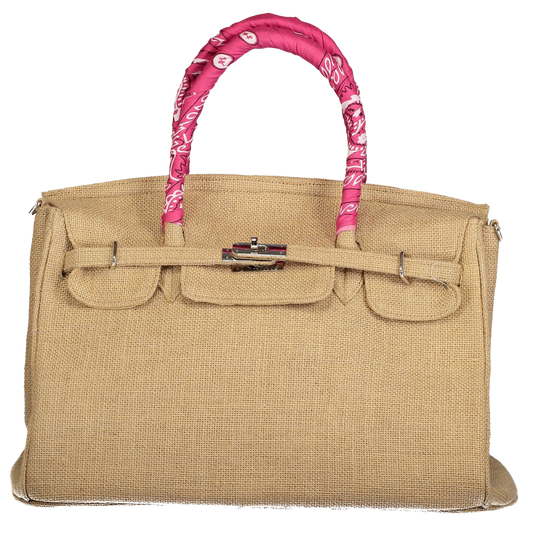 Bandana-Handled Jute Birkin Bag with Shoulder Strap - berberlifeshop