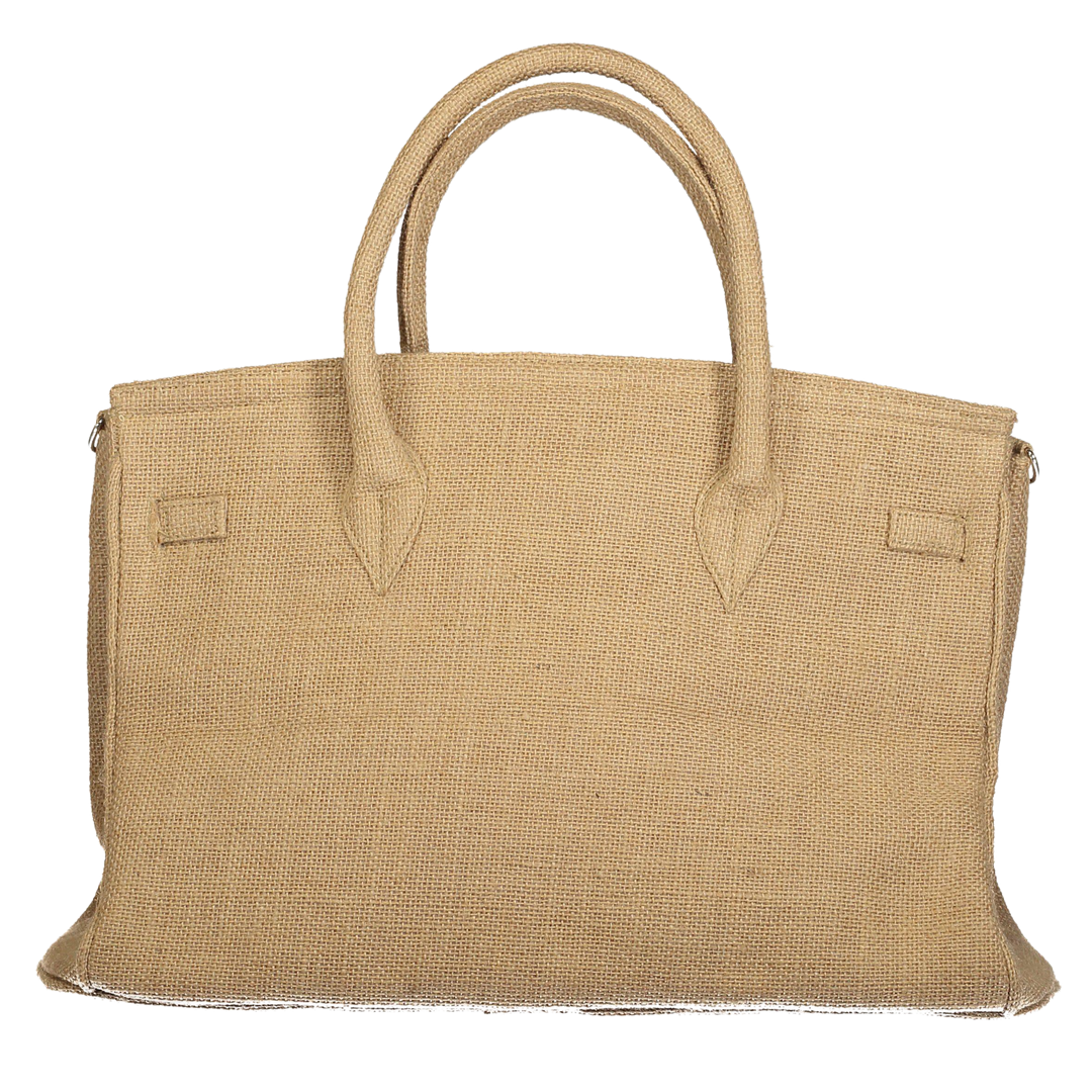 Stylish Birkin Style Jute Handbag with Smiley Embroidery - berberlifeshop