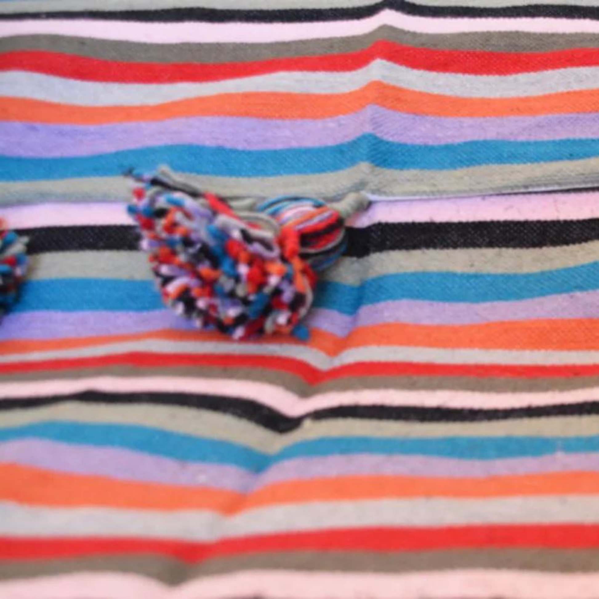 Moroccan blanket multicolor stripes Tassels bed spread - berberlifeshop