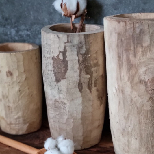 Walnut Hand-Carved Wooden Vase - berberlifeshop