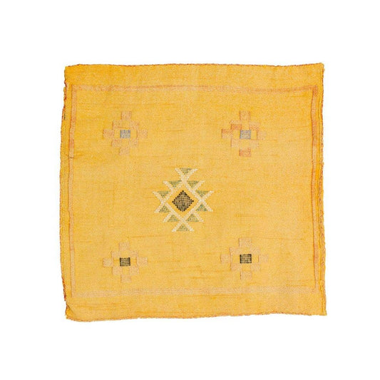 Moroccan Handmade Sabra Silk Cactus Pillow Cover Mustard - berberlifeshop