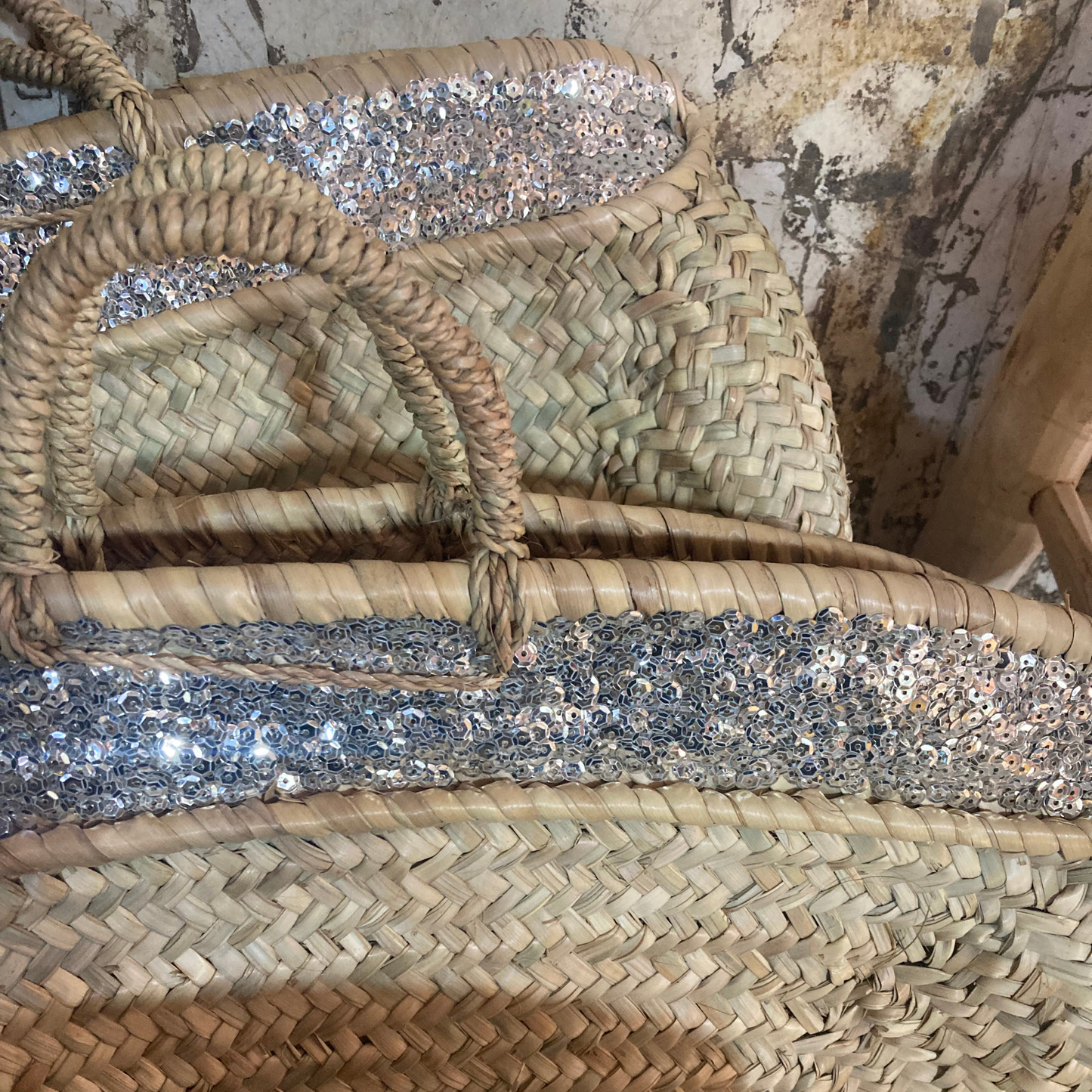 Sequin one-line large bag can be customized with embroidery - berberlifeshop