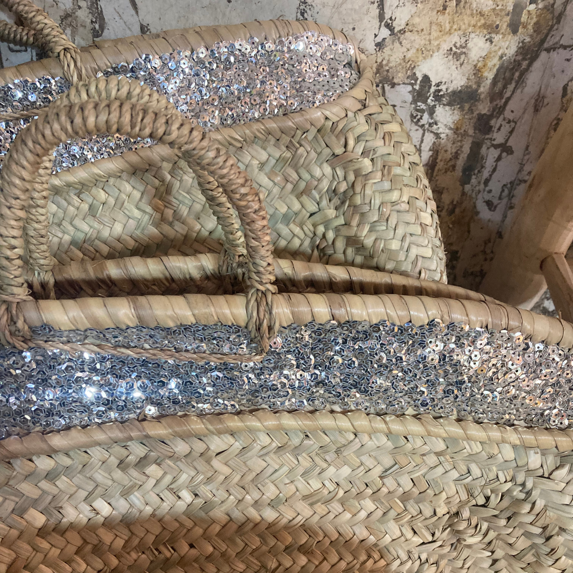 Sequin one-line large bag can be customized with embroidery - berberlifeshop