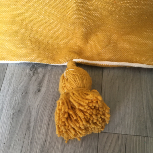 Moroccan blanket Solid Mustard Tassels bed spread - berberlifeshop