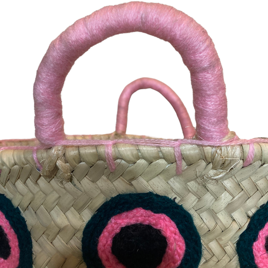 Round evil eye Small Straw bag - berberlifeshop