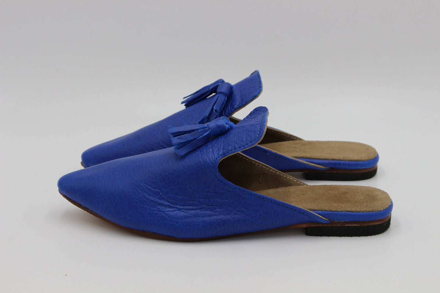 Moroccan Womens leather mules Multi Colors with Tassels - berberlifeshop