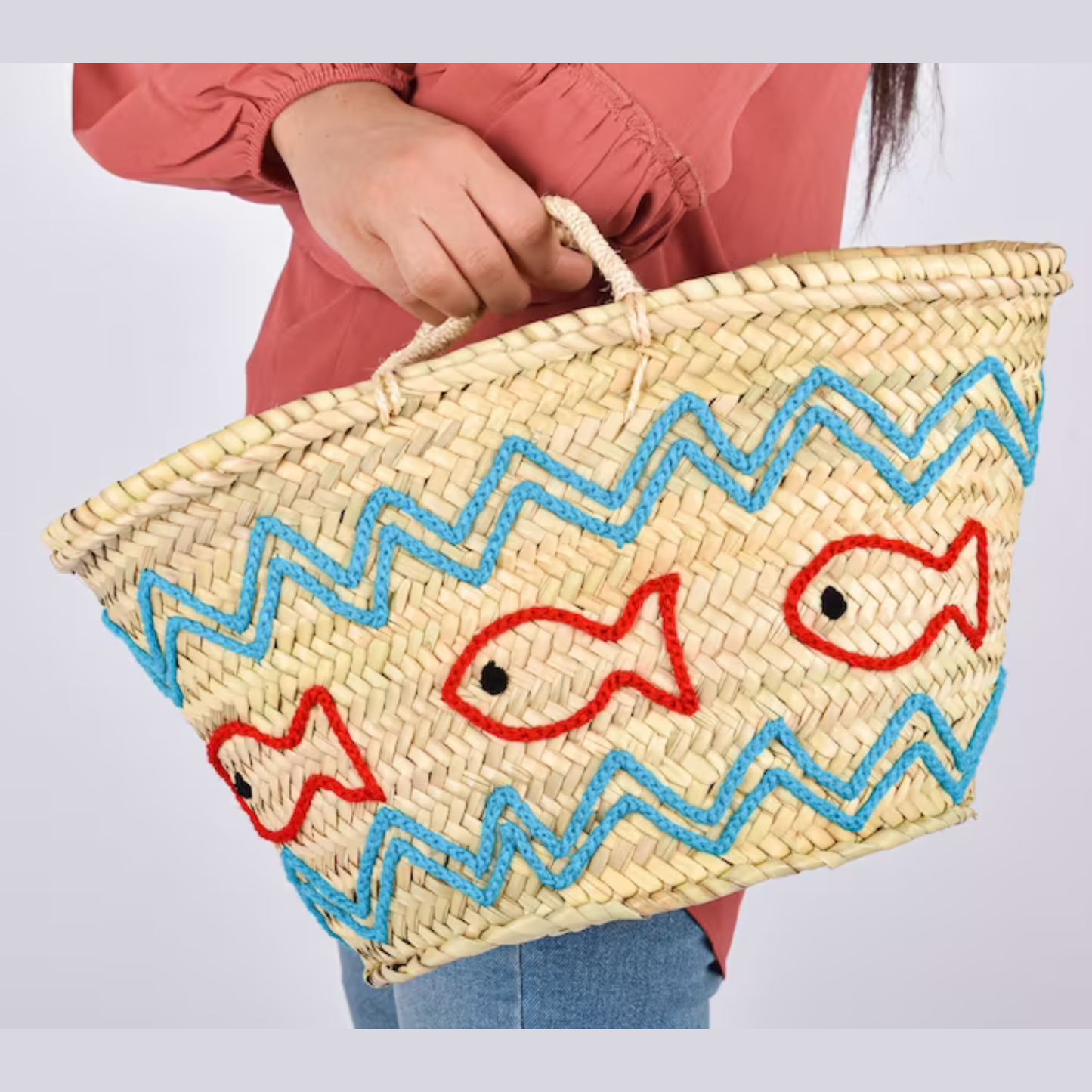 Customized Summer Designs with Wool Threads Straw Bag