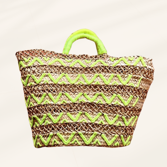 Dentelle Straw French Basket - Beach Tote with Simple Birds - berberlifeshop