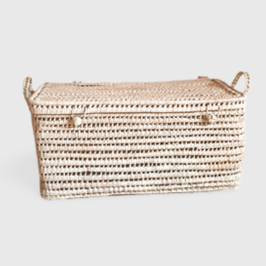 Palm Leaf Wicker Storage Trunk Chest Storage Basket - berberlifeshop
