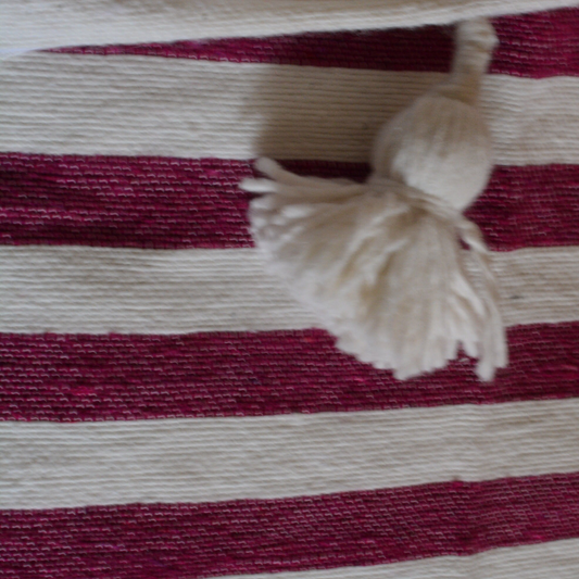 Moroccan blanket Hot Pink stripes Tassels bed spread - berberlifeshop