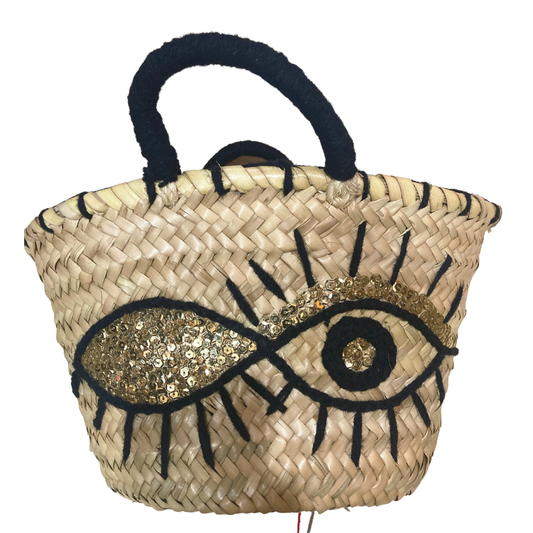 Wink Embroidered Sequins Straw Bag - berberlifeshop